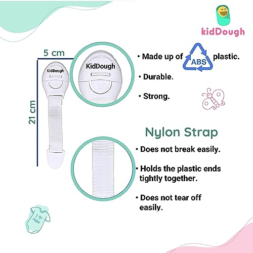 KidDough Furniture Safety Locks for Kids - Pack of 10 White Locks, Child Safety Locks for Drawers, Cabinets, Fridge, Cupboard Lock, Baby Proofing Product, Strong and Adhesive Safety Locks (Image - 5)