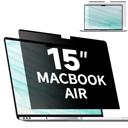 Magnetic Privacy Screen for MacBook Air 15 Inch (2023-2025, M2, M3, M4), Removable Matte Laptop Privacy Screen Shield Anti Glare Blue Light Filter - Anti-Spy for Mac 15.3in Computer