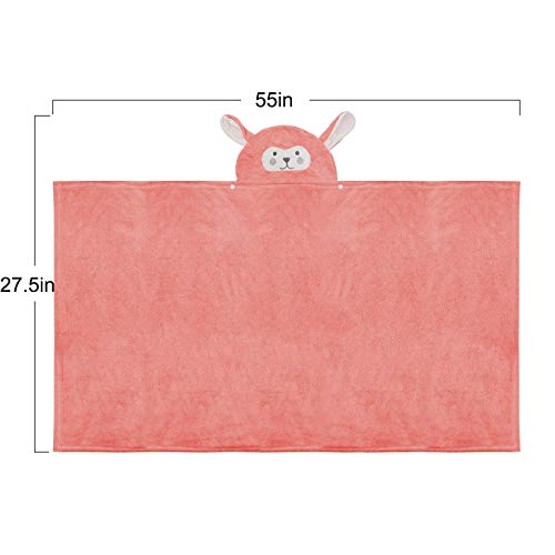 Image of ROMASA Baby Bath Towel Hooded Ultra Soft Towel Highly Absorbent Bathrobe Blanket Toddlers Shower Gifts for Boys Girls- 27.5 inch x 55 inch (Pink)