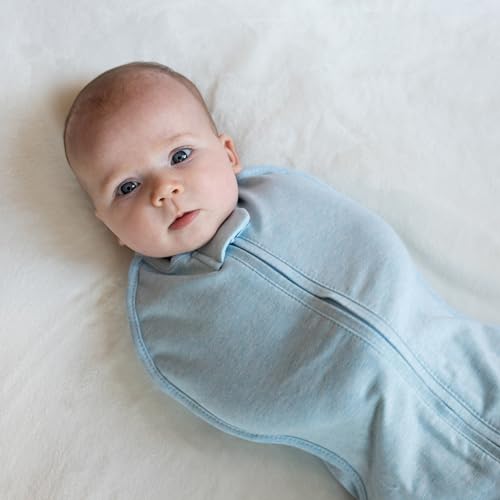 Image of Woombie Grow with Me Baby Swaddle, Convertible Swaddle Fits Babies 0-9 Months, Expands to Wearable Blanket for Babies up to 18 Months, Blue Lanterns