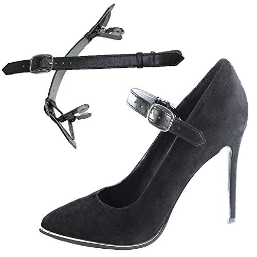 Eliza May Detachable Shoe Straps ShooStraps - to Hold Loose high Heeled Shoes, Wedges and Flats (Double Black Clip)