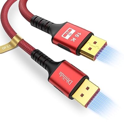 Dbilida VESA Certified DisplayPort 2.1 Cable 6.6ft, 80Gbps, 16K@60Hz, 8K@120Hz, 4K@240Hz/165Hz, 2K@360Hz HDR, HDCP2.2, 3D, ARC for FreeSync G-Sync Gaming Monitor 5090 7900XTX,S1334
