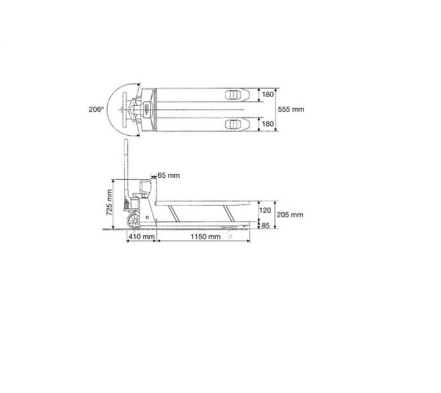 Transpalette manuel peseur Provost 2000 kg - Fourches 1150 mm, métal, usage intérieur/extérieur