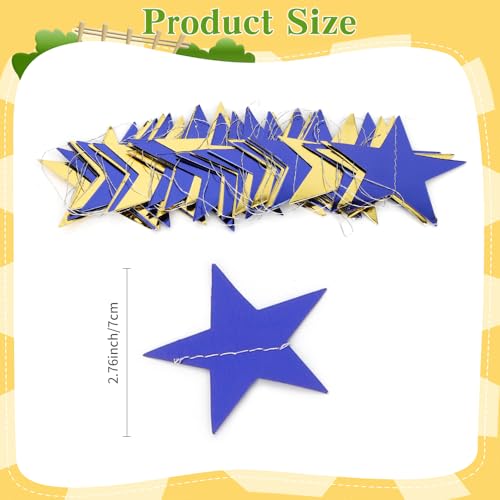 Image of Star Garland Banner, 5PCS 66FT Double-Side Blue Gold Star Hanging Bunting Banner Backdrop for Birthday, Wedding, Baby Shower, Christmas Party Decorations