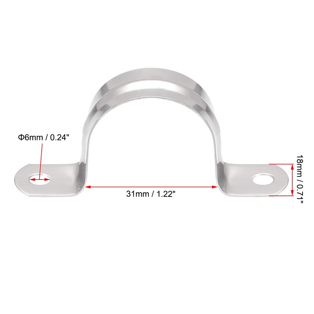TA-VIGOR 16Pcs Rigid Pipe Straps, 32mm 2 Holes Stainless Steel Tension Tube Clip Clamp - Image 2
