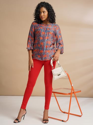 Image of ONE SKY Women Full Length Leggings | Cotton Modal Spandex Blend | High Waist Stretchable & Bio-Washed Fabric | Colour-Lock Technology | Comfortable Leggings for Women