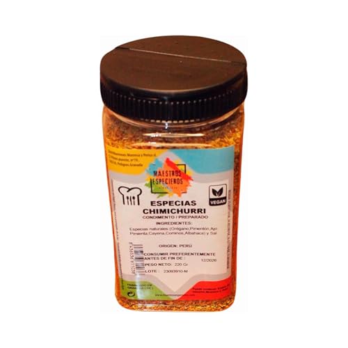 Especias para Chimichurri Argentino - Mezcla de Especias sin Gluten para Salsas y Marinados - Bote de 220 Gramos - Sazonador para Carnes, Pescados y Verduras - Auténtico Sabor Tradicional