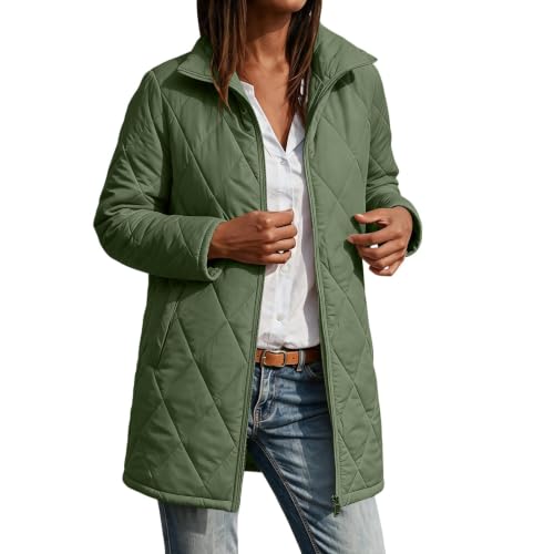 Quilted Jackets for Women Lightwight Fall Winter Mid Length Padded Coats - image 7