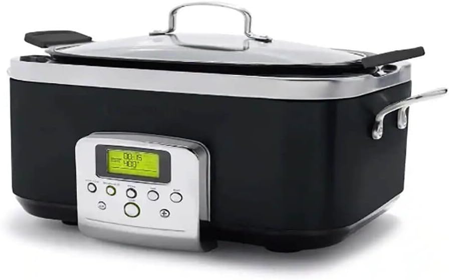 GreenPan Elite 8 - in -1 Programmable 6QT Electric Slow Cooker, Dishwasher Safe Lid & Removable Crock, PFAS-Free Healthy Ceramic Nonstick Multi-Cooker, Sear, Sauté/Brown, Steam Basket, Roast, Black
