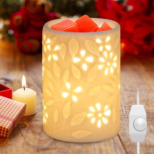 PORFOYO Calentador de cera - Lámpara de fragancia eléctrica de cerámica - Lámpara aromática para cera perfumada - Hornillo para aceites esenciales - Para oficina, yoga, dormitorio
