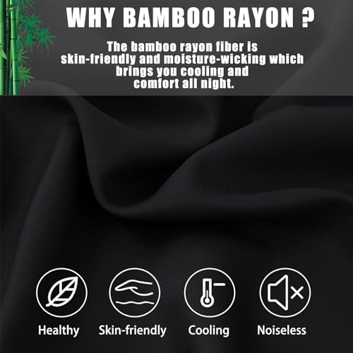 Image of TELUS Body Cooling Pillow Case Cover, Bamboo Rayon Pillowcases with Zipper Closure, Cool and Breathable Pillow Case for Hot Sleepers and Night Sweats, 20x54 inches, Black, 1 Pack