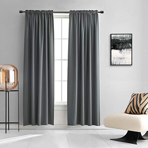 Image of DONREN 2 Panels Blackout Curtain Panels for Bedroom - Room Darkening Thermal Insulated Drapes with Rod Pocket(Medium Grey,42 by 84 Inch)