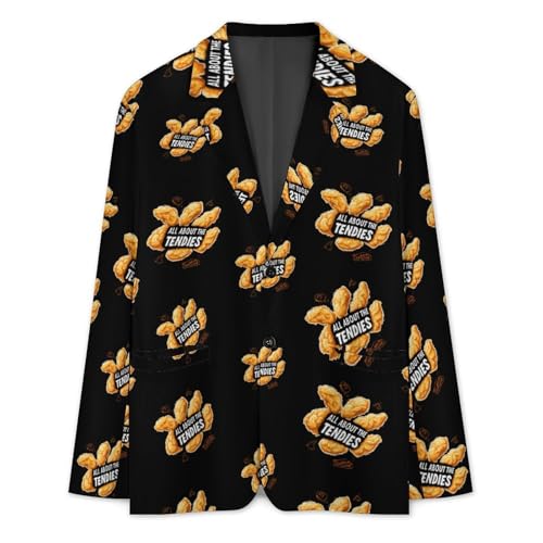 All About The Tendies Mens Suit Jacket Lapel Blazers V Neck Button Business Coat Tuxedo for Wedding Party3