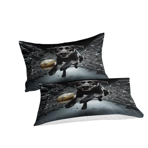 Housse de couette imprimée 3D chien 200x200 parure de lit zippée microfibre