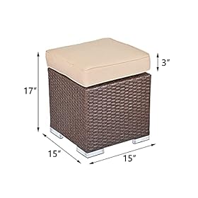 Green4ever Patio Outdoor Ottoman, 2 Pieces All Weather Wicker Rattan Furniture Ottoman Seat Footstool Footrest with… 41eK 6NjUL. SS280