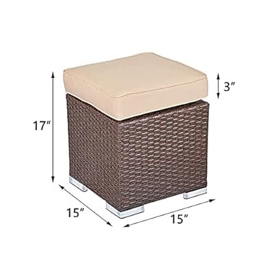 Green4ever Patio Outdoor Ottoman, 2 Pieces All Weather Wicker Rattan Furniture Ottoman Seat Footstool Footrest with… 41eK 6NjUL. SS400