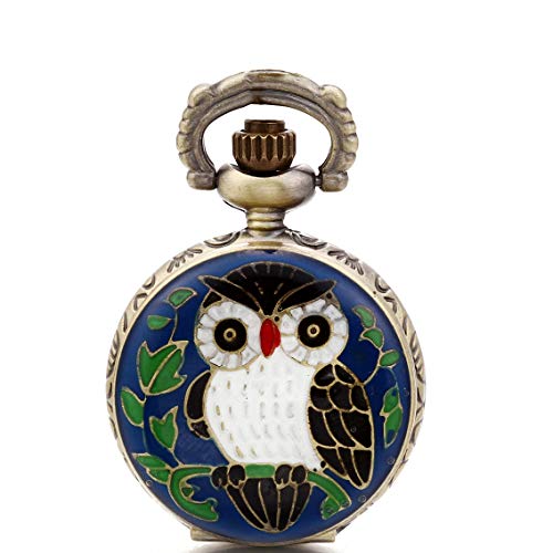 JewelryWe Vintage Pocket Watch Night Owl Quartz Arabic Numerals Dial