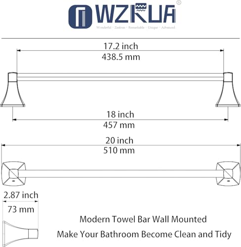 WZRUA 18 Inch Brushed Nickel Towel Bar Towel Rack for Bathroom Kitchen Hand Towel Holder Dish Cloths Hanger SUS304 Stainless Steel Rustproof Wall Mount