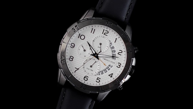 Buy SWADESI STUFF Crescent Black Dual Time Chronograph Day & Date