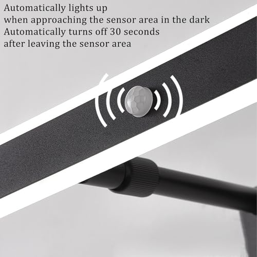 Apliques de pared baño LED de 40cm negro con interruptor y luz cálida para espejo 4