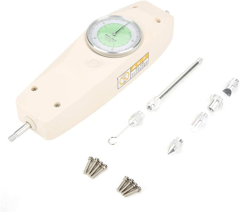 50N Force Gauge Push Pull Gauge Tester Meter Analog Dynamometer Force Measuring Instrument Tester NK-50 for Rubber Plastic Light Industry Textile Electronics Chemical Industry Compound Material