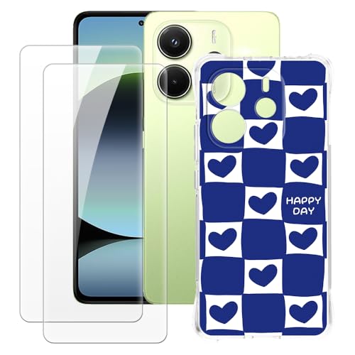 OAGELIM Funda hecha para Xiaomi Redmi Note 14 4G de 163 mm + 2 protectores de pantalla de vidrio templado, ultrafina, a prueba de golpes, funda de silicona TPU suave para Xiaomi Redmi Note 14 4G 163