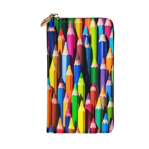 Women's Long Cash Wallet, PU Leather Elegant Clutch Change Purses with Zipper, Travel, Gifts (Crayons Print)2