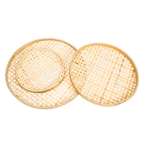 FUNOMOCYA 3Pcs Hand Woven Basket Natural Bread Accessories for Kitchen Storage Creative Design Sieve Trays Easy to Clean Maintain for Food Sundries