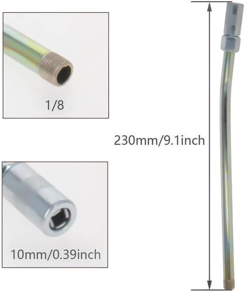 Utoolmart 1/8" NPT Grease Fitting Standard Grease Metal Extension Tubes with Grease Nozzle Zinc Plated 1pcs