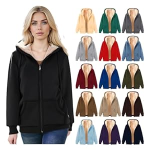 Generisch Teddyjacke Damen Fleecejacke Warme Dicke Freizeit Zwei-Wege Reißverschluss Winterjacke Einfarbig Teddyfleece Teddy Jacke Mit Taschen Und Reißverschluss Wintermantel Wollmantel Damen Winter