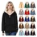 Generisch Teddyjacke Damen Fleecejacke Warme Dicke Freizeit Zwei-Wege Reißverschluss Winterjacke Einfarbig Teddyfleece Teddy Jacke Mit Taschen Und Reißverschluss Wintermantel Wollmantel Damen Winter