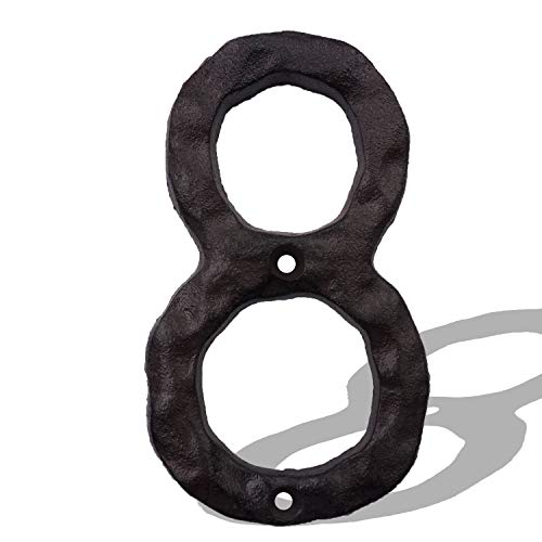 6 Inch House Numbers, Cast Iron Metal Home Address Number, Heavy Duty & Sturdy, Unique Hammered Look,Number 8
