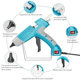 HHYSSG Pistola Colla a Caldo 100W Pistola Colla a Caldo Professionale con 30 stick di colla a caldo da 11 mm per Arte DIY a Scuola Riscaldamento Rapido 220-240V/50Hz‌