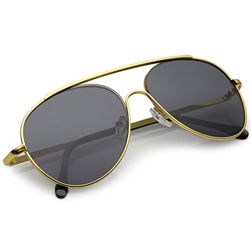 zeroUV - Classic Crossbar Slim Metal Arms Teardrop Lens Aviator Sunglasses 55mm4