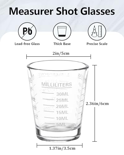 Image of Shot Glass Measuring Cup Set, 6 Pack Espresso Shot Glasses (White)