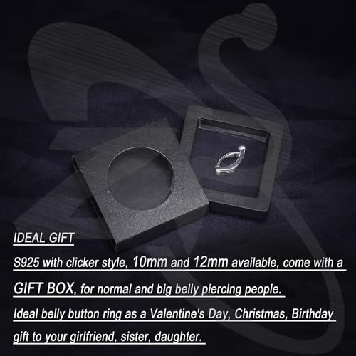 Zs 14G Clicker Belly Button Rings For Women, 925 Sterling Silver Belly Barbell Piercing Gold Reverse Curved Navel Barbell Body Jewelry thumb #4