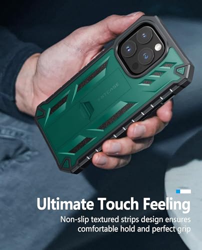 Coque iPhone 14 Pro et 13 Pro verte antichoc militaire avec béquille - 6