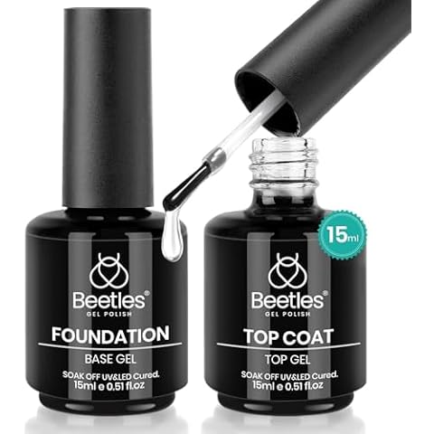 Beetles 2 Pcs 15ml No Wipe Gel Top Coat and Base Coat Set Cover