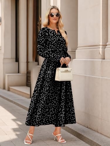 OFEEFAN 2026 Womens Fall Boho Floral Long Sleeve Maxi Dresses with Pockets - Image 4