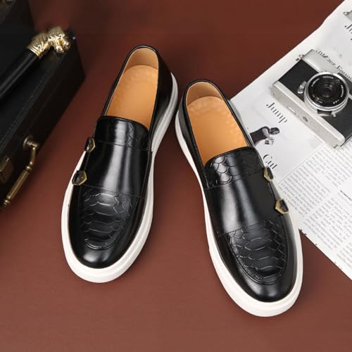ByErz Men' S Casual Shoes Leather Dress Sneakers Business Loafers Shoes for Men Breathable Fashion Sneakers4