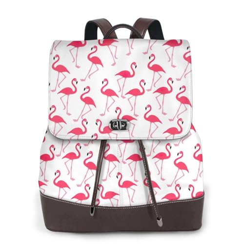 Sac à dos cuir flamant rose pour ordinateur portable, idéal bureau et fac