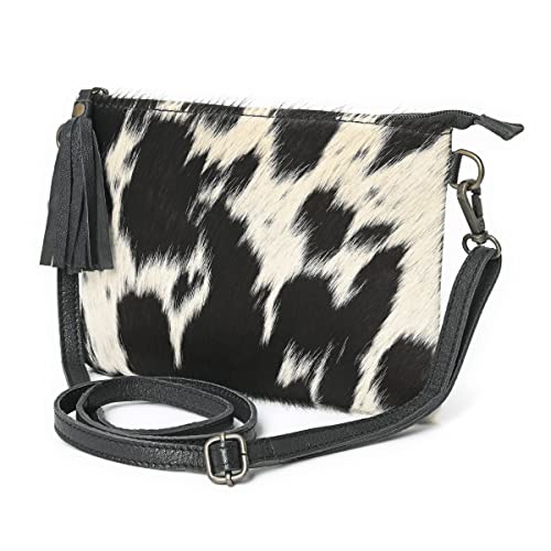 Merbaa Cowhide and Hair on Pouch Bag Genuine Cowhide Hair