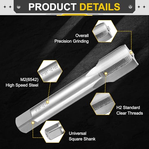 Taraud manuel M19 x 1 H2 uxcell en acier rapide HSS6542 pour filetage métrique à vis droite - 4