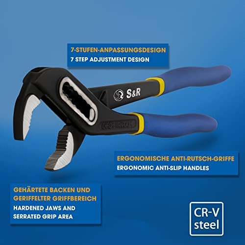 S&R Szczypce do pomp wodnych 242 x 34 mm, stal CR-V fosforanowana, podwójnie powlekane, ergonomiczne uchwyty