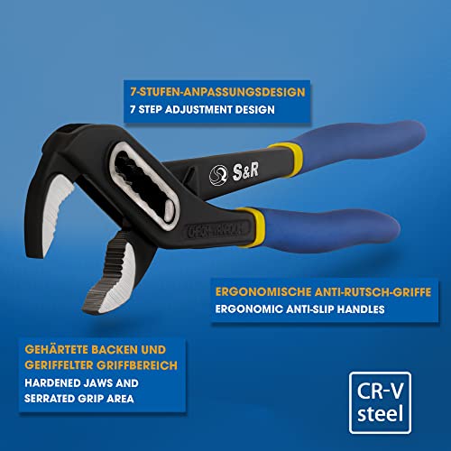 Eckrohrzange S&R Wasserpumpenzange 242 x 34 mm aus CR-V Stahl