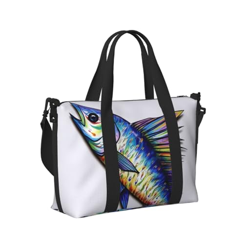 Travel Duffel Bag for Men Gym Bag, Fish art Luggage Bag with Shoulder Strap, Large Gym Tote Bag for Women, Weekender Overnight Bag, Foldable Carry on Bag for Airplane2