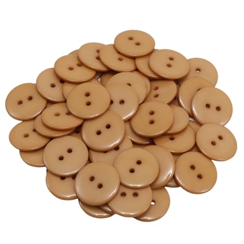 Lilaly 50 PCS 3/4 inch Buttons for Crafts, 2 Holes Resin Camel Buttons, for Sewing Children Sweater DIY Crafts Scrapbooking (Camel)