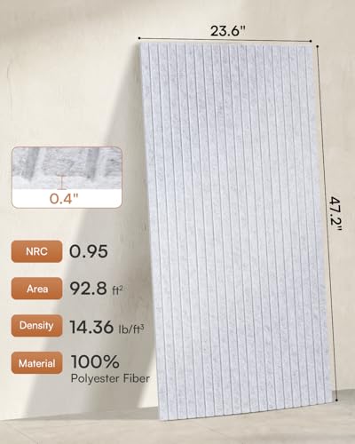 Image of SODOCT 12 Pack Large Acoustic Panels, 47.2 inch X 23.6 inch X 0.4 inch Sound Proof Panels for Walls, High Density Sound Absorbing Panels for Home Studio & Office, Gray