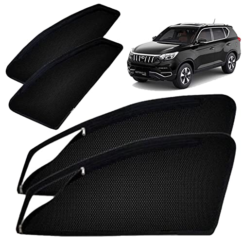 Image of Autofact Magnetic Car Sunshades Compatible with Mahindra Xuv 700 (Set of 4) - Easy Installation, UV Protection, Keeps Car Cool (Front 2 with Zippers for Easy Access, Rear 2 Without Zippers)
