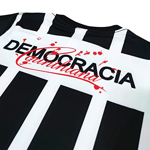 Camisa Corinthians Baby Look Retro Democracia - Feminina Tamanho:G;Cor:Preto/Branco